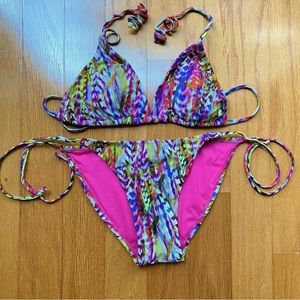 Multi color Tie on bikini by forever 21